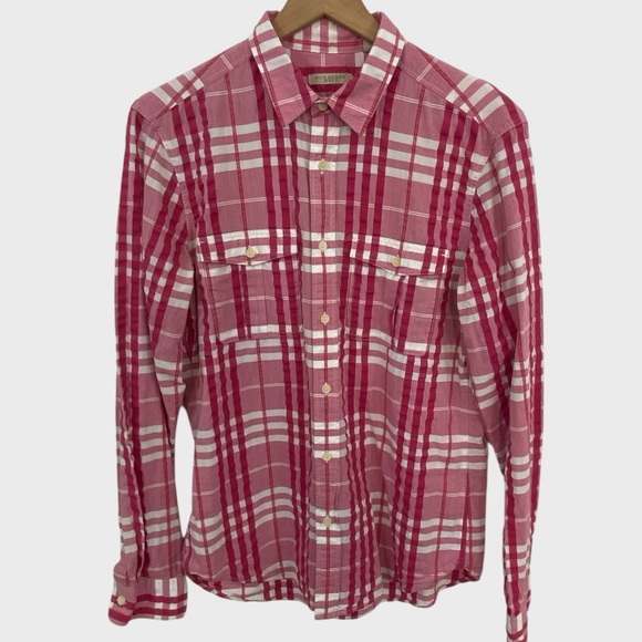 Burberry Britt Pink White Plaid Button Down Shirt Men's Size Medium - Picture 1 of 9